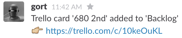 Gort showing a Trello notification