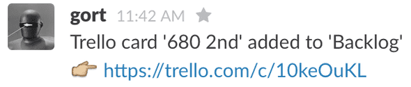Gort showing a Trello notification